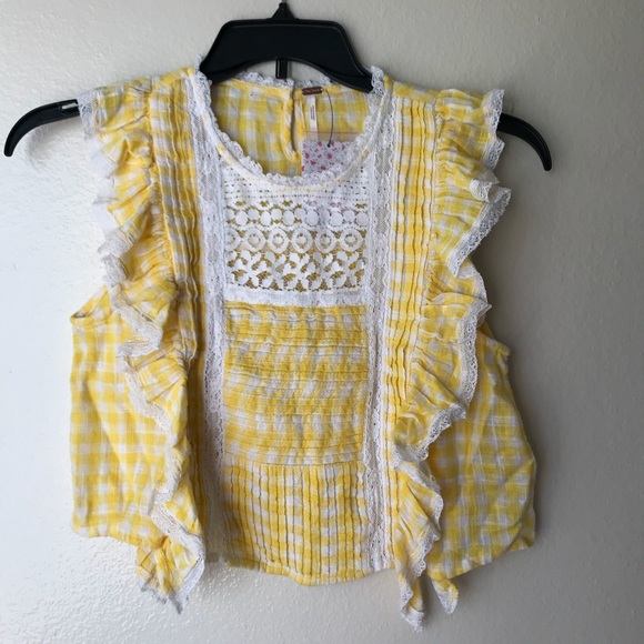 Free People Yellow Gingham Shortie 2 Piece Set - Picture 3 of 8